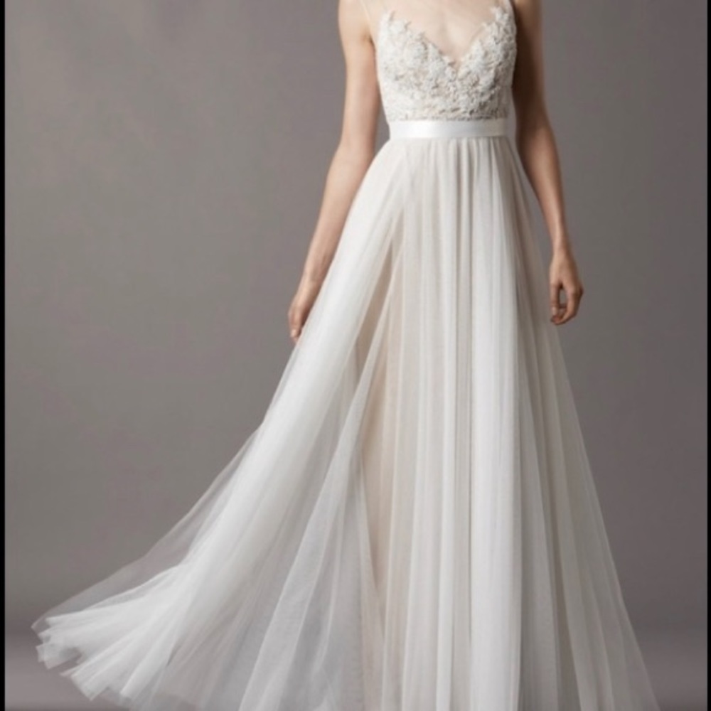 Watters jacinda Embellished silk Charmeuse gown